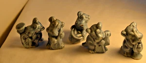 Vintage Ceramic Blue Dog's Figurines Playing Musical Instruments Made in Japan - Picture 1 of 9