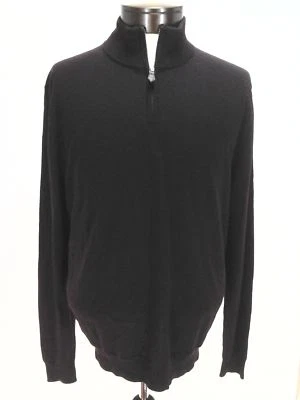 Wool Sweater MEN'S STORE Raisin Purple Merino mock neck 1/2 Zip Mens L $98 - Image 1 of 4