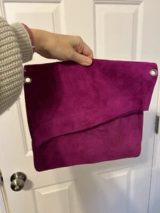 Owen Barry Purse Bag Suede Magenta Pink Small Satchel Handmade UK MISSING STRAP - Picture 1 of 12