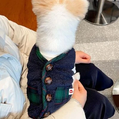 1PC Autumn Winter Puppy Christmas Two-Legged Vest Medium-Sized Dog Fleece Coat - Image 1 of 4