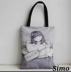 BORSA DONNA BAMBINA ALICE SPALLA SHOPPING BAG RAGAZZA BAMBOLA FIABA SANTO REGALO - Picture 1 of 2