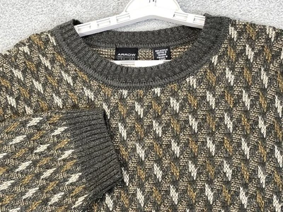Arrow Sweater Mens Large Geometric Knit Pullover Crewneck Acrylic 90s - Image 1 of 4