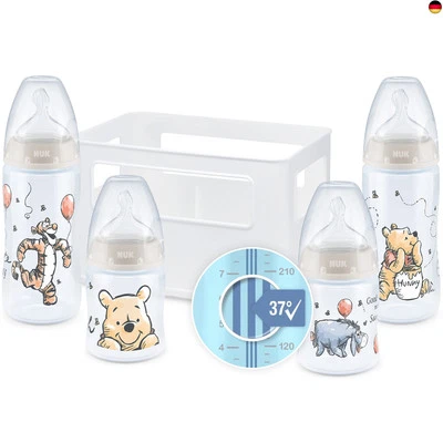 NUK First Choice+ Babyflaschen Starter Set | 0–6 Monate | 4 Flaschen mit T
