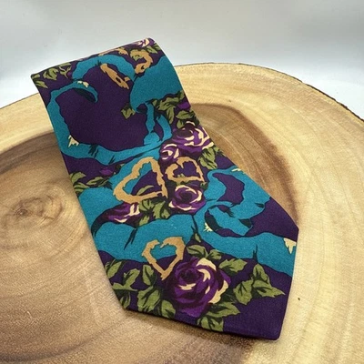 Gravata de seda vintage Beatles "All You Need Is Love" 1991 feita nos EUA roxa EUA - Imagem 1 de 4