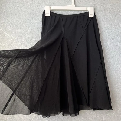 Falda midi asimétrica de malla negra de seda Y2K August Fairy Grunge gótica talla S Foto 1 de 4