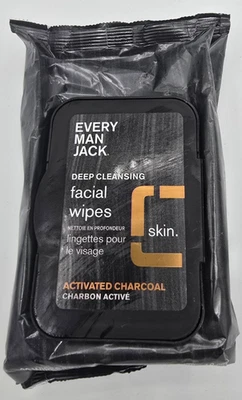 EVERY MAN JACK Deep Cleansing Facial Wipes W/Activated Charcoal 30 Wipes - Image 1 of 2
