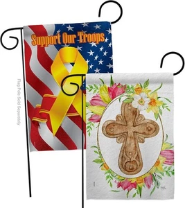 Wood Cross Garden Flag Pack Religious Faith Hope Grace Peace Dove Christian R... - Picture 1 of 5
