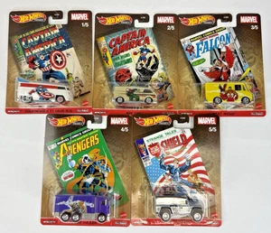 5 Car Set Marvel 2021 Hot Wheels Pop Culture Captain America Complete - Picture 1 of 12
