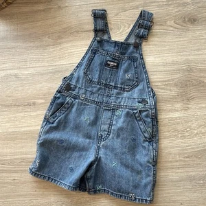 OshKosh B'gosh Short Denim Overalls 3T Nautical Anchor Sailor Boy Beach Summer - Picture 1 of 6