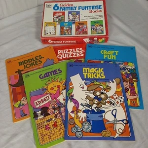 5 Vintage 1975 Golden Family Funtime Buch Taschenbuch Zaubertricks Rätsel Quiz - Bild 1 von 6