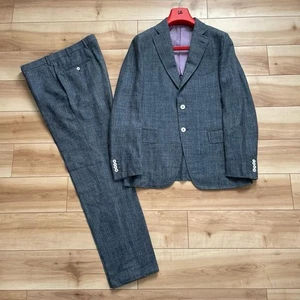 Traje Capri ISAIA Seda Lino Mezcla Lana Italia 2B Chaqueta Pantalones Talla Notación 48 - Imagen 1 de 5