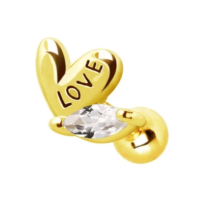 Gold Plated Lovely Heart Cartilage Earring - Image 1 of 3
