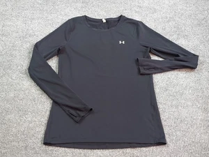 Under Armour Shirt Womens Medium Black Long Sleeve Heat Gear Fitted Base Layer - Picture 1 of 8
