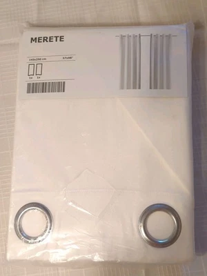 Ikea MERETE Cortinas Ojal Oscurecimiento Habitación 57x98" 2 Paneles Blanco NUEVO Foto 1 de 4