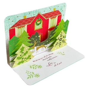 Pop-Up CHRISTMAS Card FOR BROTHER & FAMILY, Winter Home Scene by Hallmark +✉ - Picture 1 of 6
