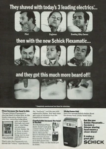 1972 Vintage Print Ad They shaved w/3 leading electrics Schick Flexamatic Shaver - Picture 1 of 2