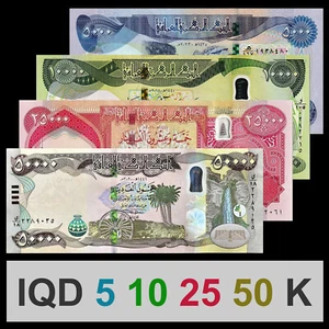 Juego de 4 billetes Iraqi Dinar 5K 10K 25K 50K IQD 50000 25000 10000 5000 UNC - Imagen 1 de 10