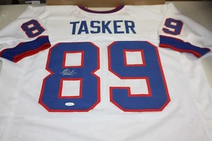 BUFFALO BILLS STEVE TASKER #89 SIGNED WHITE ROAD JERSEY JSA CERTIFIED - Picture 1 of 3