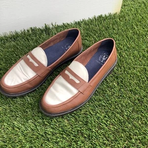 COLE HAAN Women LOAFERS SHOES SIZE 8 1/2 C BROWN WHITE SOLID W00304 - Picture 1 of 11