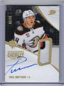 2023-24 Ultimate Autographed Debut Threads Pavel Mintyukov RC #/49 ANAHEIM DUCKS - Picture 1 of 2