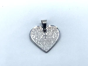 Pendant Stainless Steel Gift Heart Father Padre Nuestro Corazon Plaited cm 2.5cm - Picture 1 of 4