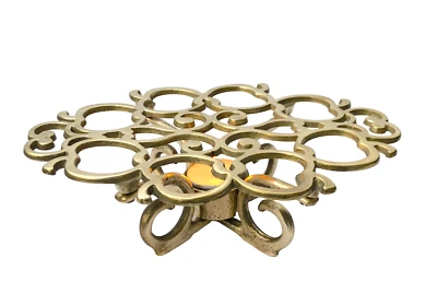 Messing Stövchen Massiv Rechaud Teestövchen Apfel Ornamente - Bild 1 von 4