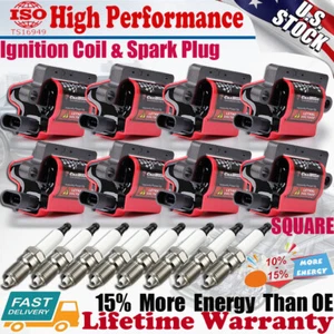 8PACK D581 Square Ignition Coils & Spark Plug For Chevy GMC 4.8/5.3/6.0L UF271 - Picture 1 of 12