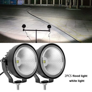2PCS 12-48V Motorcycle Spotlight Flood Fog Light Auxiliary Lamp White Universal - Picture 1 of 16
