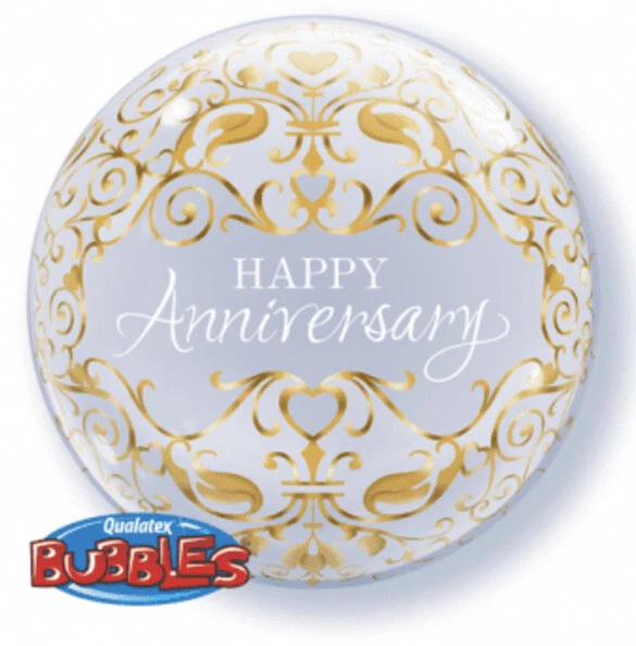Happy Anniversary 22” Deco Bubble Balloon  Anniversary Decorations - Image 1 of 1