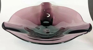 Vintage Viking Art Glass Trefoil Amethyst Console Bowl 13" - Picture 1 of 6
