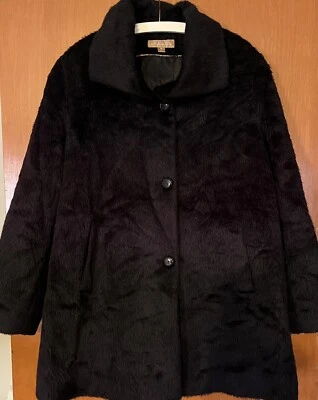 Katherine Kelly Faux Fur Wool/Alpaca Black Coat  Sz. 12 - Image 1 of 4