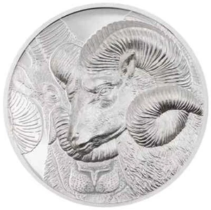 2022 Mongolia 5 Togrog MAGNIFICENT ARGALI 1oz .999 Silver High Relief - Picture 1 of 4
