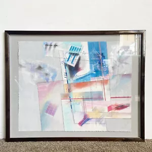 Opera d'arte astratta postmoderna incorniciata e firmata di B. Fenton 1986 - Foto 1 di 9