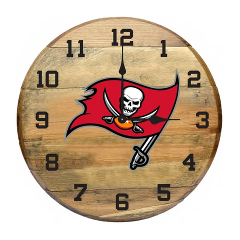 TAMPA BAY BUCCANEERS AUTHENTIC OAK BARREL 21" CLOCK Cover