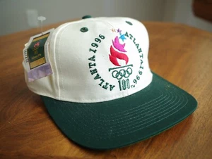 Vintage NWT 90's DS Atlanta 1996 Olympics Snapback Hat Logo Eastport White/Green - Picture 1 of 4
