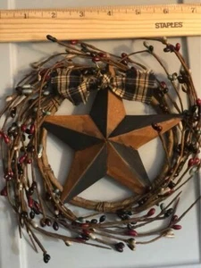 DLCC~RUSTIC pip berry ring with 5.5” blk/ rust Star bow burg/slate/black prim - Picture 1 of 2