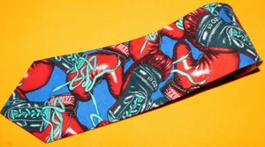 JOE BOXER NECKWEAR BLUE/RED/BLACK BOXING GLOVES MOTIF COTTON TIE - DESIGNER TIES - Picture 1 of 3