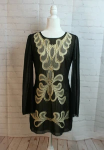 S ~ Ark & Co Details Cocktail Dress Black /Gold Details Size Medium - Picture 1 of 3