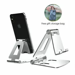 Metal Mobile Phone Holder Foldable Desk Stand For iPhone 12 11 Pro Max Samsung - Picture 1 of 15