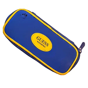 GUESS WATERPRO Uhrengehäuse nur LEER blau gelb Vinyl Logo Schutz Reißverschluss Pak - Bild 1 von 4