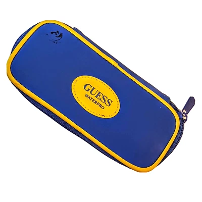 GUESS WATERPRO Estuche de Reloj Solo VACÍO Azul Amarillo Vinilo Logo Protector Paquete de Cremallera Foto 1 de 4
