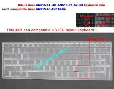 Keyboard Protector Skin Cover for Acer AN515-51 AN515-52/53 AN515-41/AN515-42 - Image 1 of 4