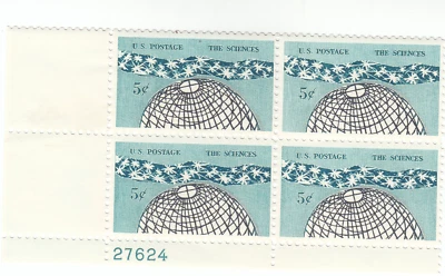 Scott # 1237 - 5c Multicolor - Astral Belt  -  PB of 4 - Mint Hinged - Image 1 of 2