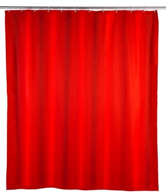 WENKO Dusch Vorhang Badewannen Textil Inkl Ringe Anti Schimmel 180x200 Uni Red - Bild 1 von 4