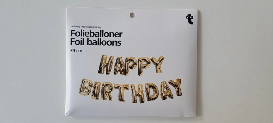 LARGE 15.5" Happy Birthday Balloons Banner Bunting Party Decoration - Gold - Image 1 of 1