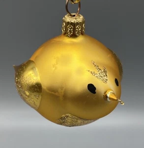 Vintage Radko mundgeblasenes Glas Gold Vogel Christbaumschmuck Glitzer Germany - Bild 1 von 9