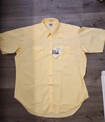 Camisa a Presión Ely Cattleman Perla Para Hombre Talla Alta (18) Amarilla Manga Corta Western Foto 1 de 3