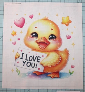Panel de tela 100 % algodón 8"x8" Love You bloque acolchado patito 1 pieza D11 - Imagen 1 de 2