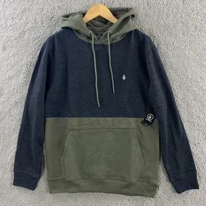 Volcom Colorblock Hoodie Mens Medium Pullover Sweatshirt Green Cotton Blend NWT - Picture 1 of 10