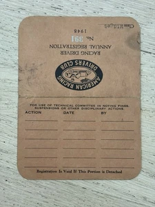 Rara registrazione pilota American Racing Drivers Club ARDC Racing 1948 - Foto 1 di 4